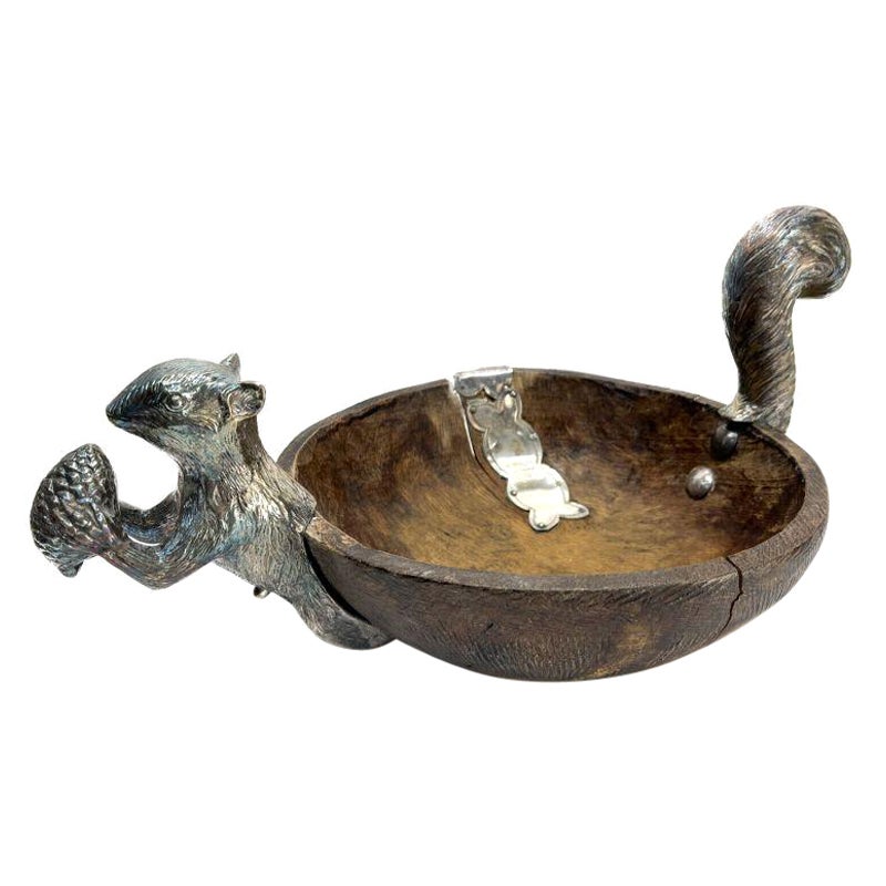 Spanish Colonial Turned Wood Solid Silver Squirl Bowl For Sale