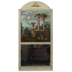 Italienischer neoklassizistischer Wandspiegel des späten 18. Jahrhunderts mit Gemälde „Capriccio“