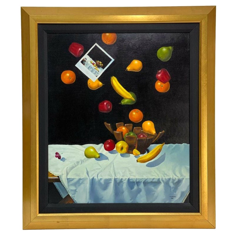 Oil on Canvas Falling Fruit by Michael Bridges, Signed 1989 For Sale