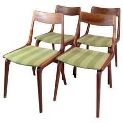 Four Dining Chairs, Model Boomerang, Alfred Christensen, Teak, Slagelse Møbelfab