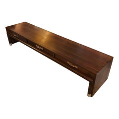 Super Sleek Low & Long Cherry Mid-Century Modern Coffee Table