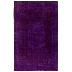 6.8x9.9 Ft Vintage Rug Overdyed in Purple Color Ideal for Contemporary Interiors