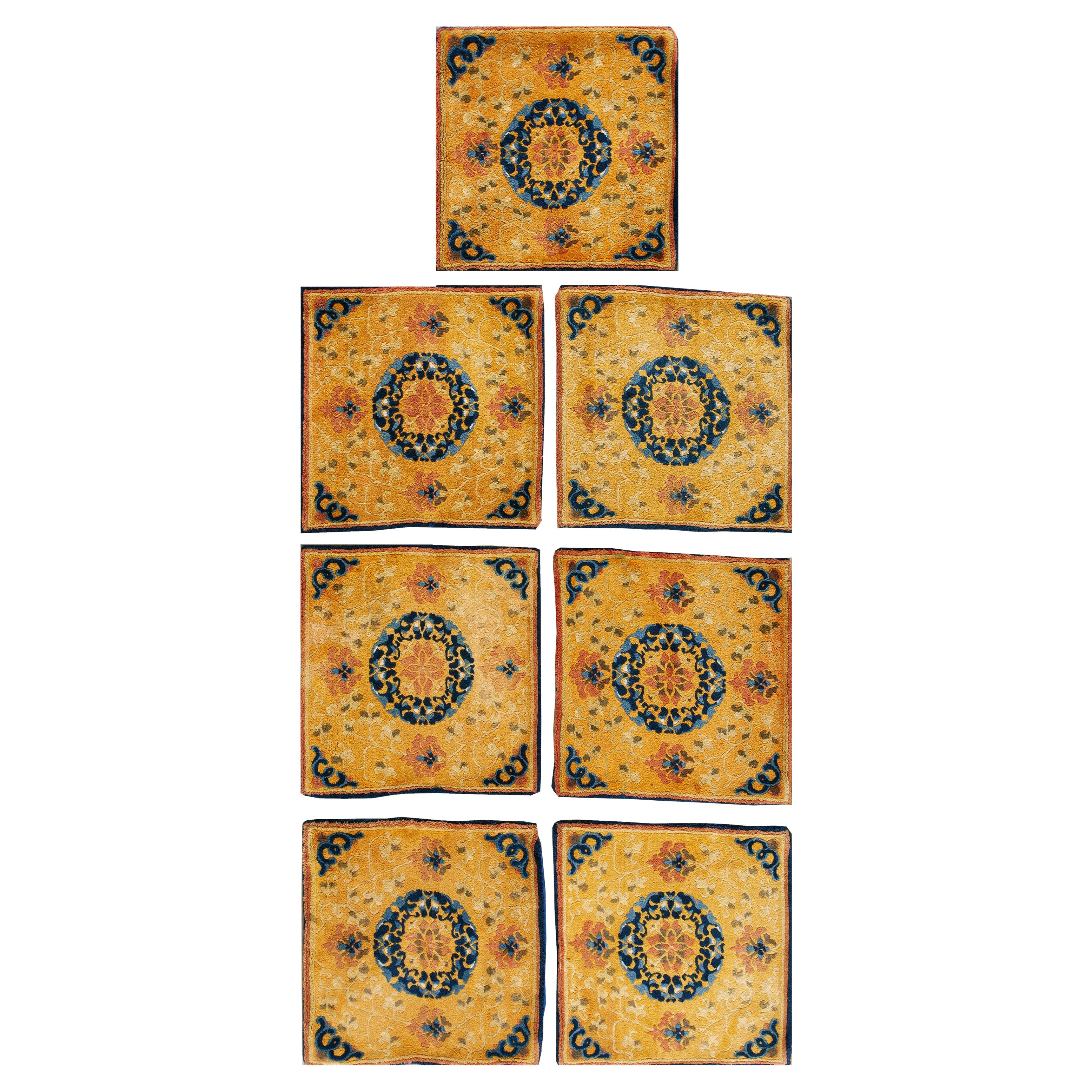 Set of 7 Antique Chinese Ningxia Rugs For Sale