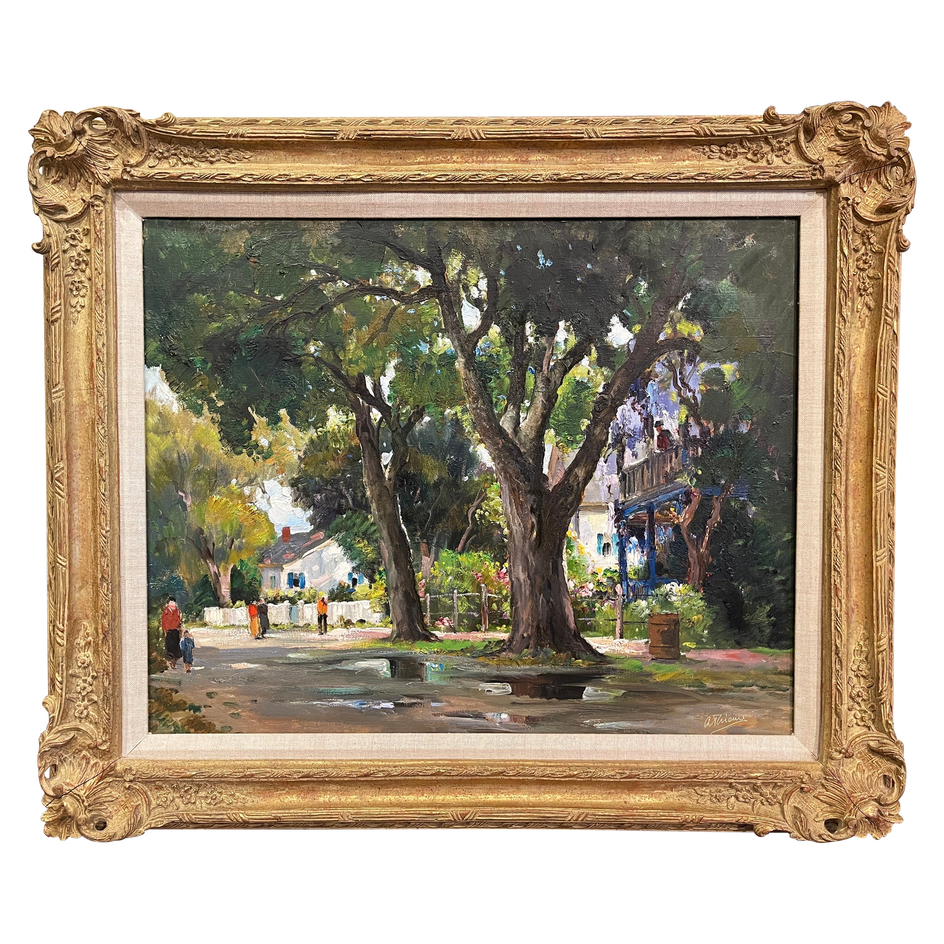Framed Oil on Canvas Painting Titled "Sun and Shade" Signed by Anthony Thieme For Sale