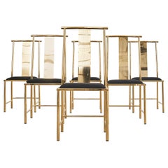 Set of Six Gilded Steel Chinese Officials Hat Dining Chairs