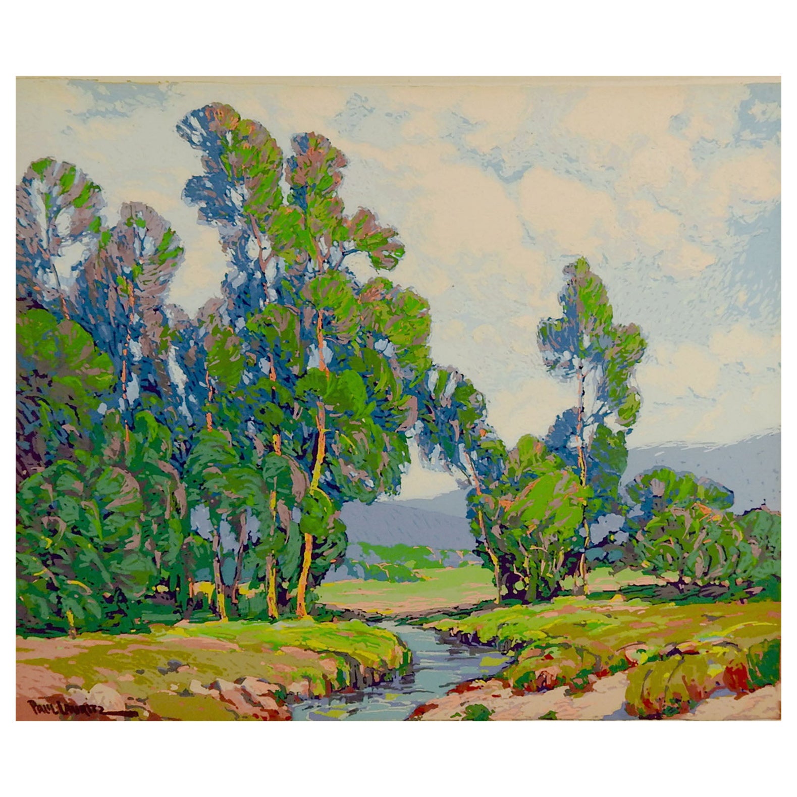 Vintage Paul Lauritz California Landscape Serigraphie-Druck, Vintage