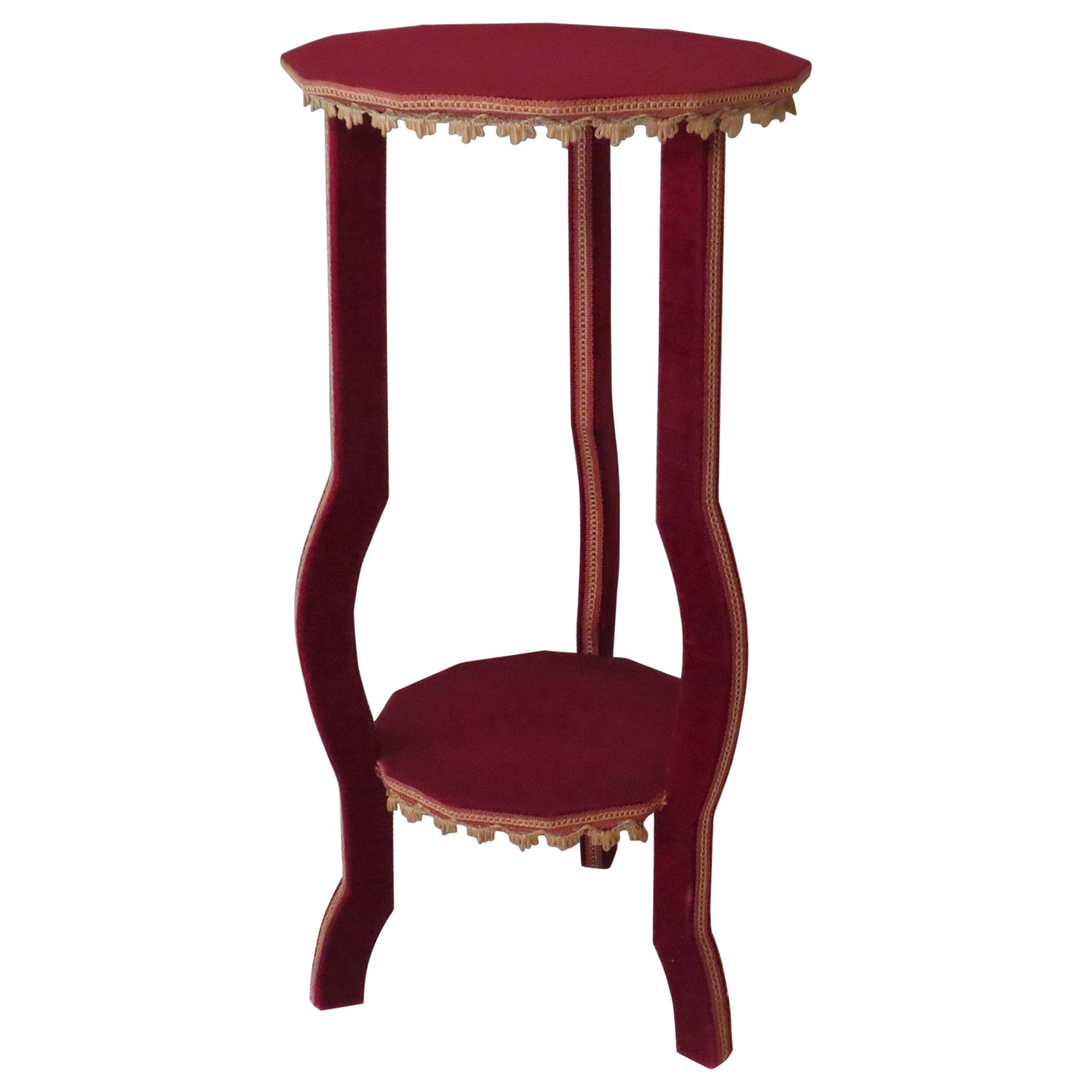 Quirky Vintage Bohemian Side Table with Velvet Upholstery, Italy 1950-1960 For Sale