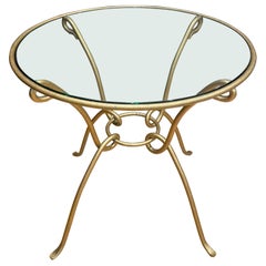 Used Gilt Wrought Iron Glass Top Gueridon