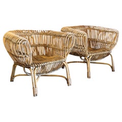 Pair of 1960s Italian Bamboo Chairs Attributed to Franco Albini