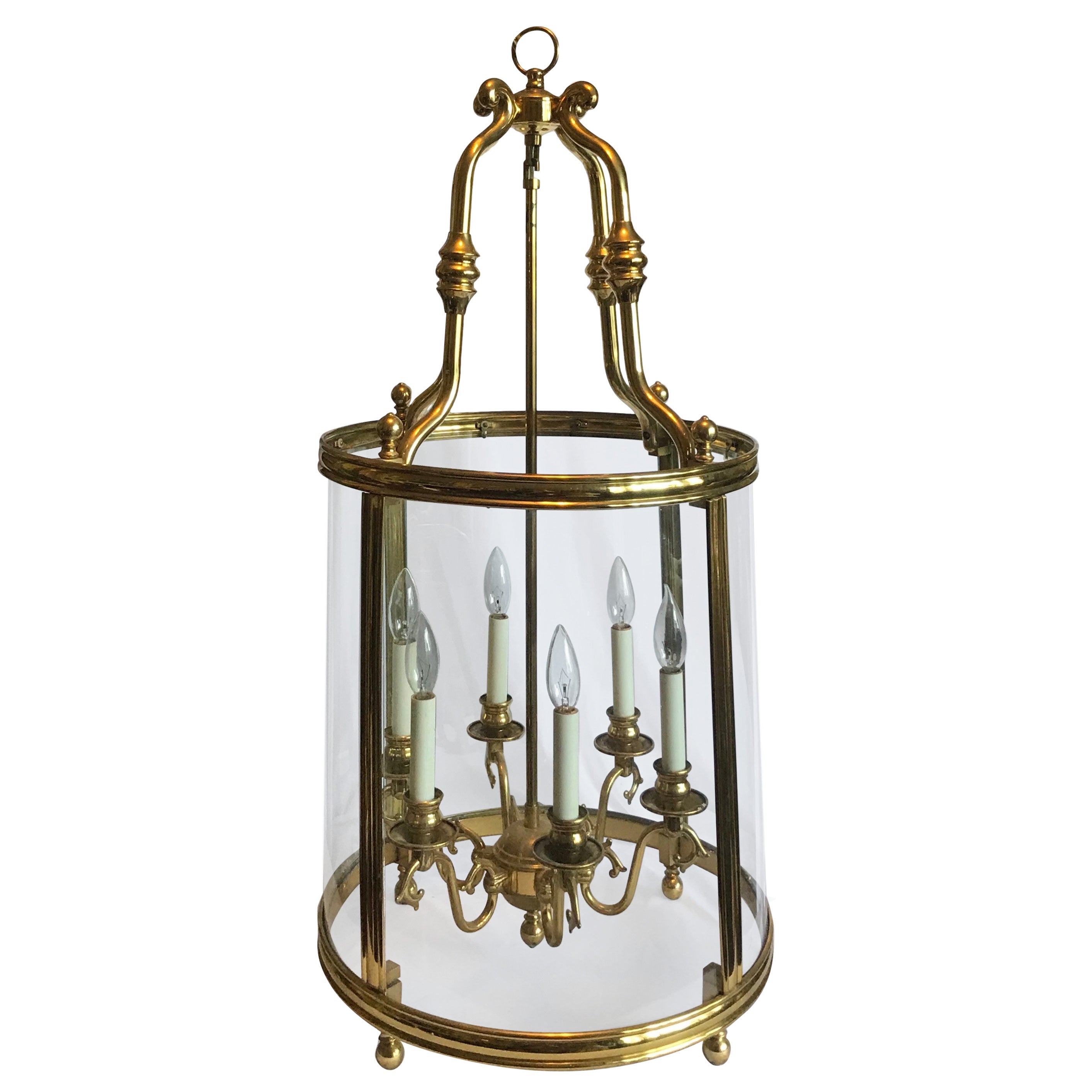 Antique Louis XV Style Gilt Brass Lantern Chandelier