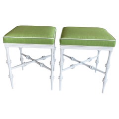 Retro Pair Phyllis Morris Metal Outdoor Benches Newly Powdercoated Upholstered
