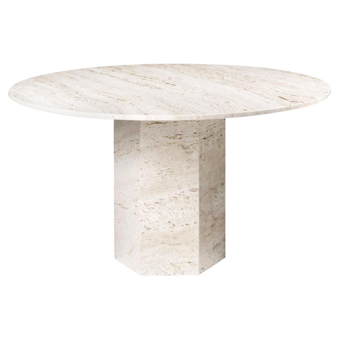 Table de salle à manger Epic en travertin de Gamfratesi pour Gubi en blanc neutre en vente