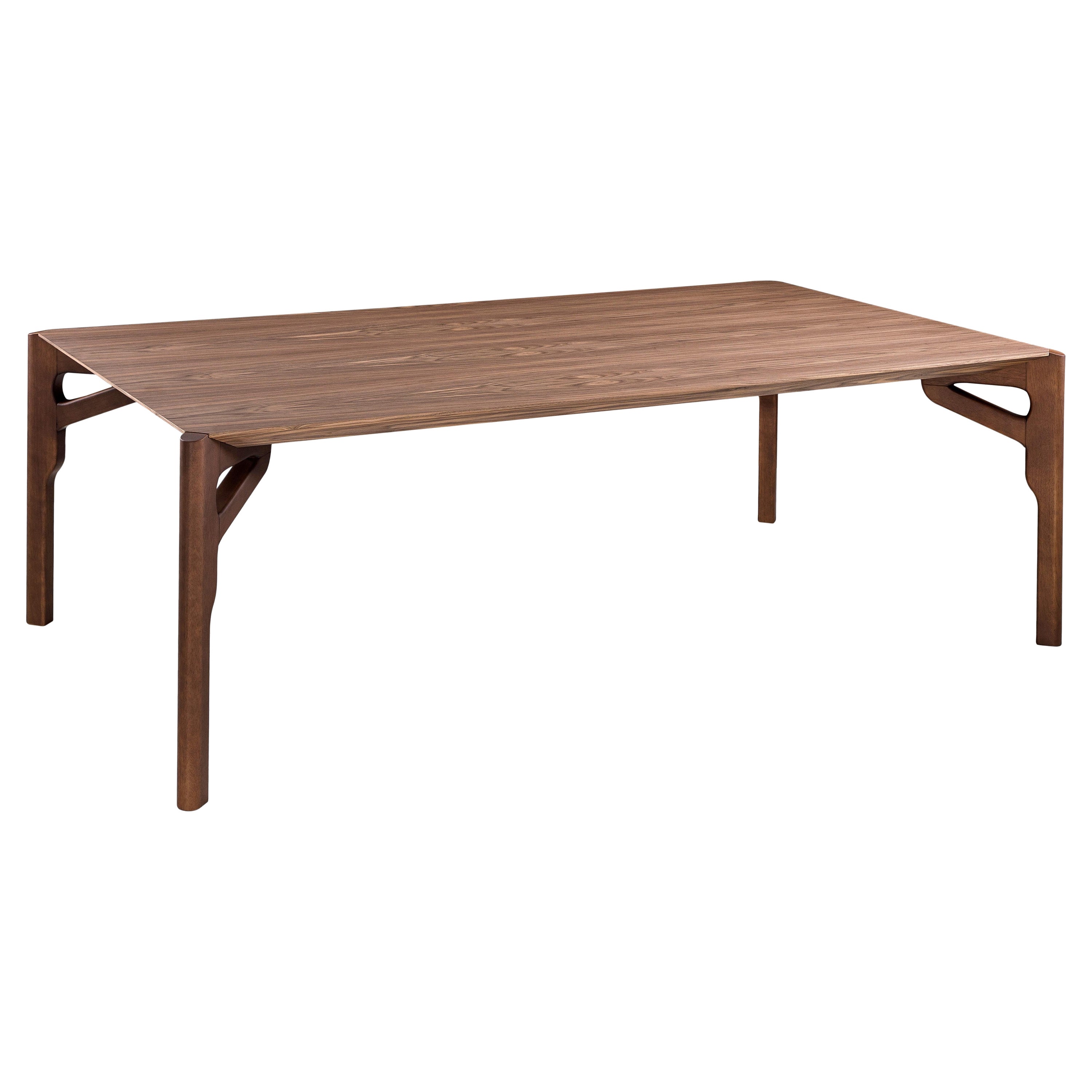 Hawk Dining Table with a Walnut Wood Veneered Table Top 86'' For Sale