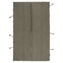 Rug & Kilim’s Contemporary Kilim in Solid Grey Panel Woven Style