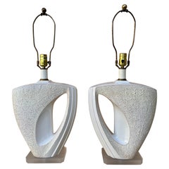 Pair of Postmodern 1980s Art Deco Revival Ceramic Table Lamps