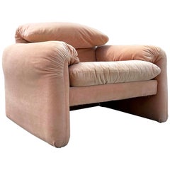 Maralunga Style Armchair in Soft Cotton Velvet