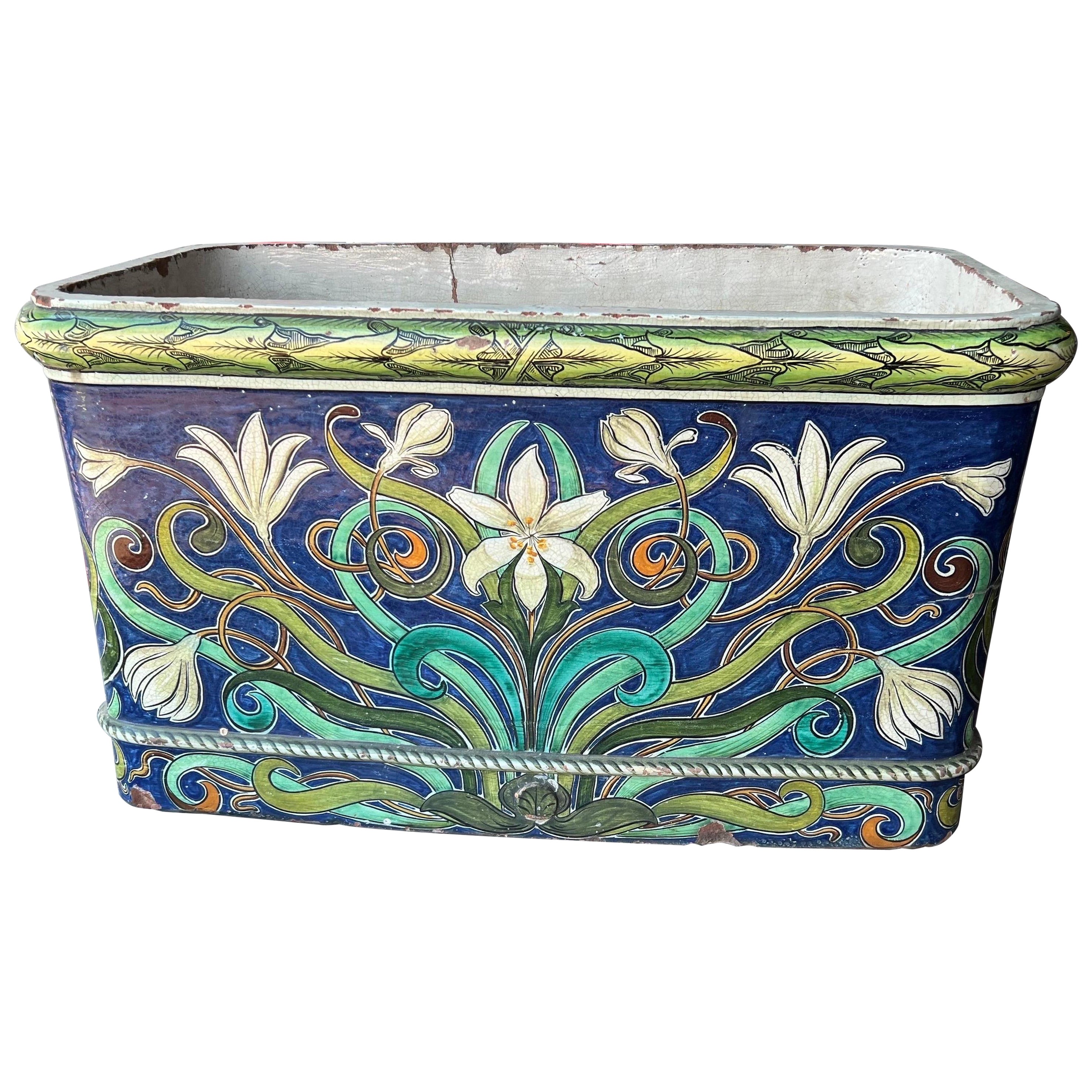 19th Century, Italian Majolica Cistern 