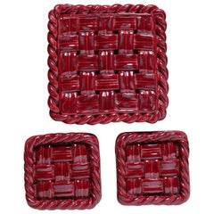 Vallauris Red Trivet and Coaster Set