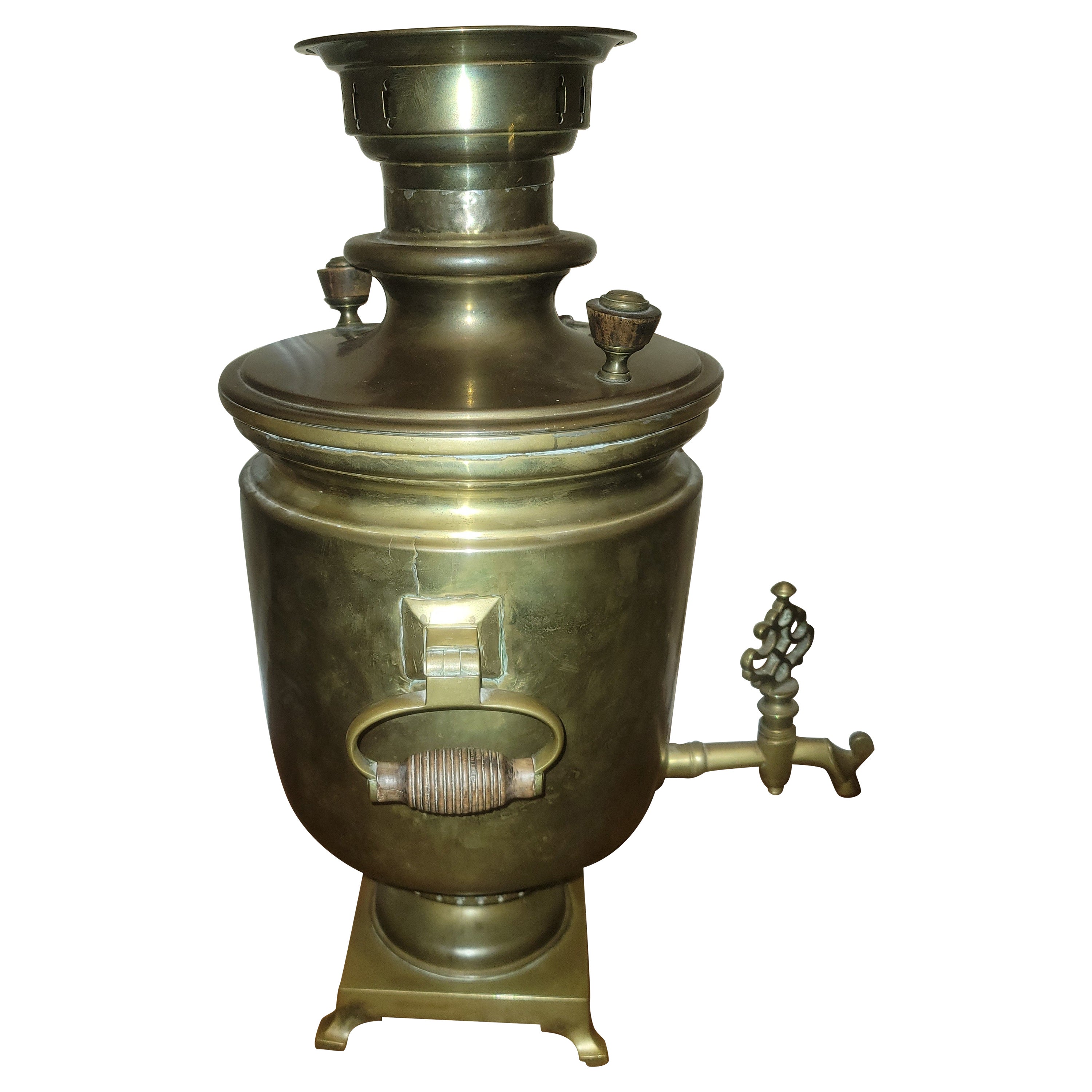 Russisches Samovar aus Messing, um 1885 im Angebot