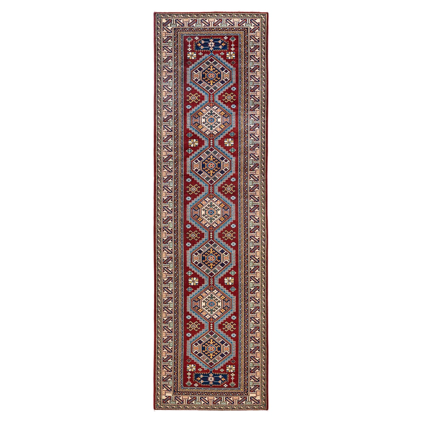 One-of-a-kind Hand Knotted Wool Tribal Red Area Rug For Sale