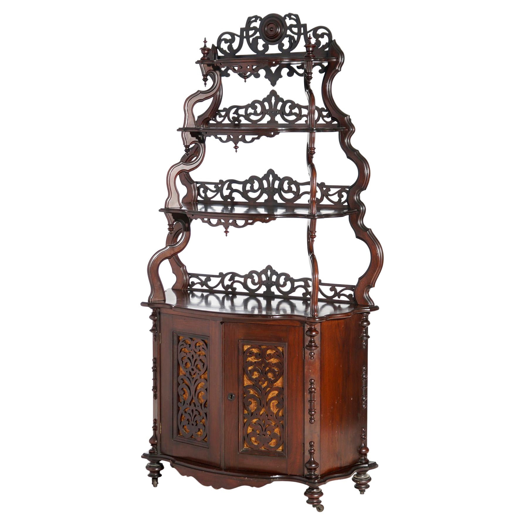 Antique Victorian Carved Rosewood Étagère Display Circa 1890