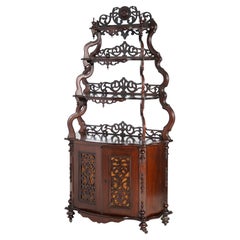 Antique Victorian Carved Rosewood Étagère Display Cabinet, Circa 1890