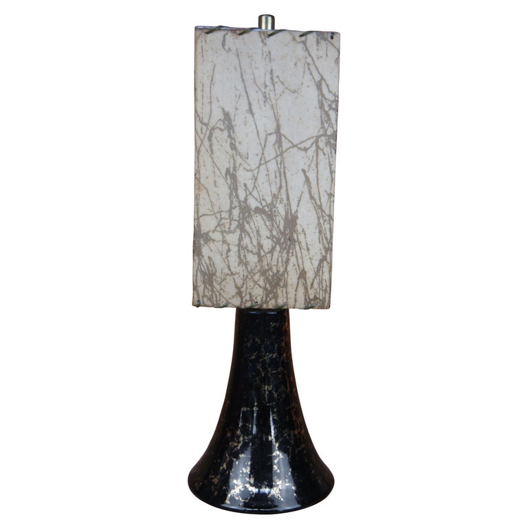 MidCentury Black and Gold Ceramic Boudoir Vanity Table Lamp For Sale