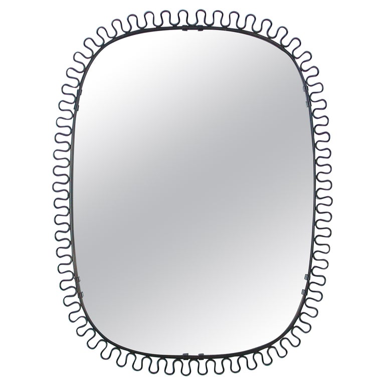Grand Miroir Mural Pin Up Style – Vintage Années 50 – Cadre Métal Rouge