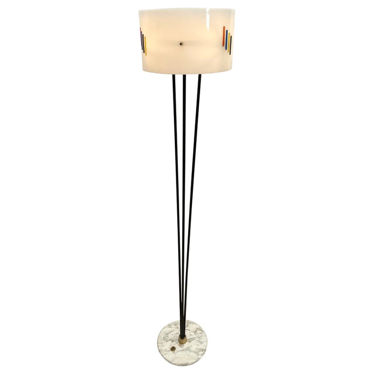 MidCentury Modern Floor Lamp, Plexiglass and Marble Base, Italy For