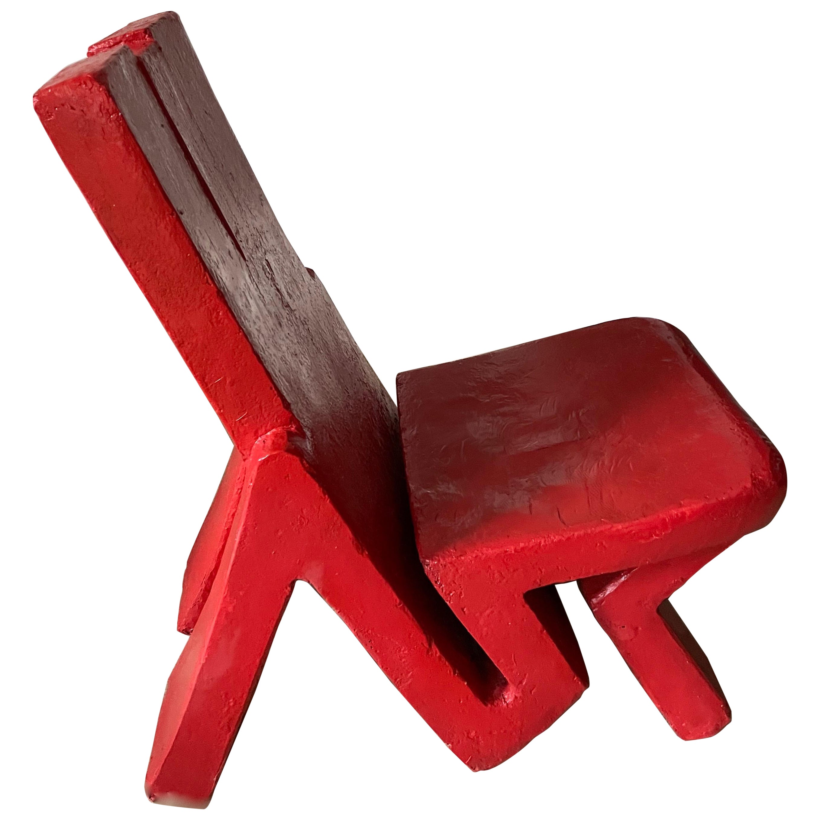 Sculptural Fiberglass Red Lacquer Chair by Jacques Nisot, Belgium 1990