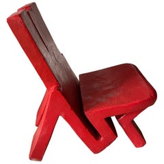 Sculptural Fiberglass Red Lacquer Chair by Jacques Nisot, Belgium 1990