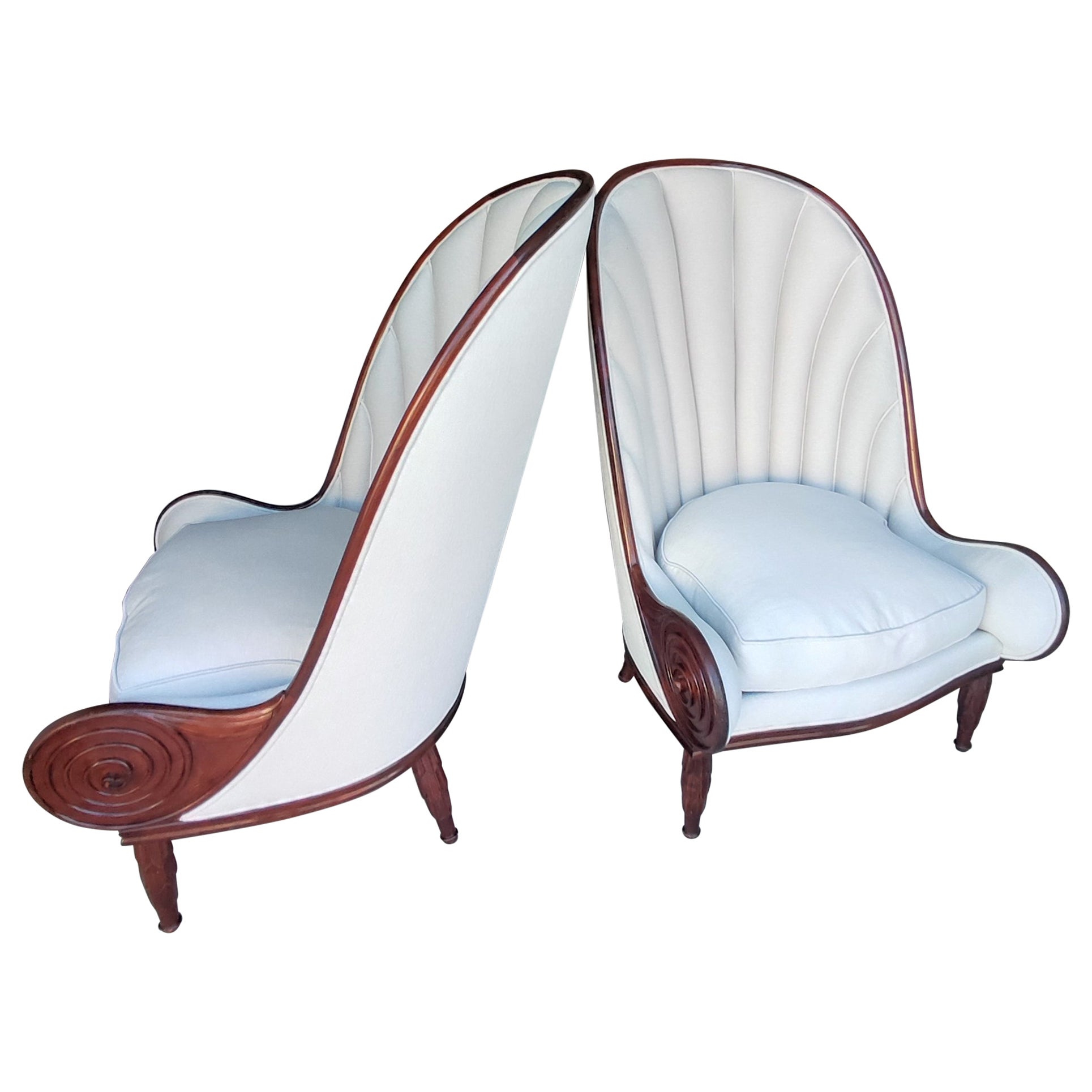 After Paul Iribe, circa 70'' fantastic pair of Nautile Armchairs For Sale