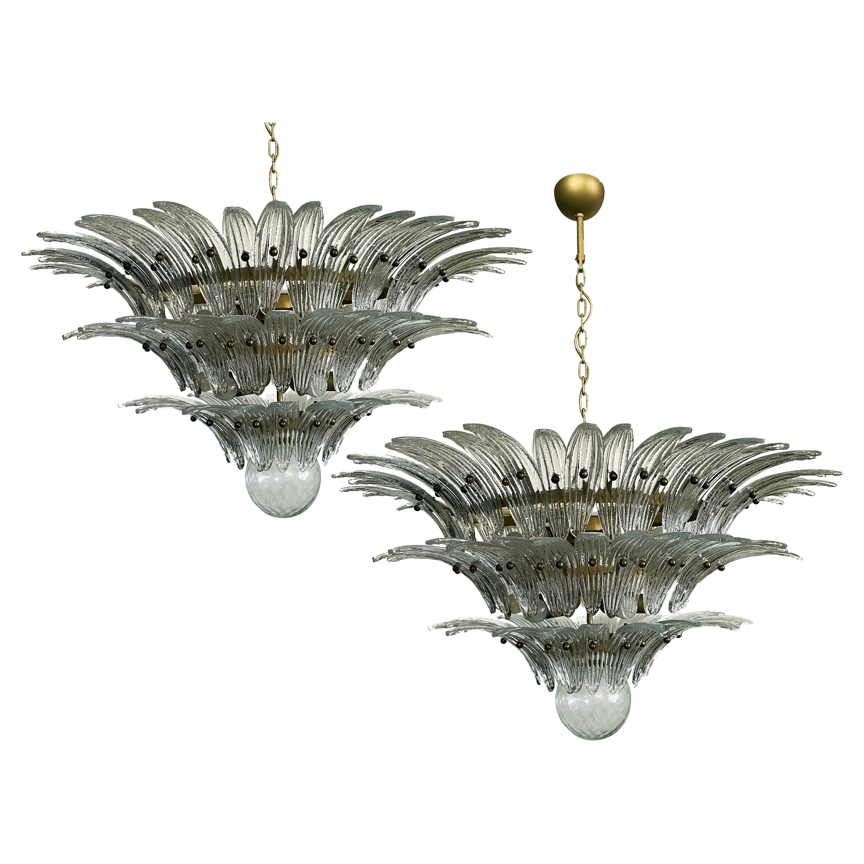 Pair Spectacular Italian Glass Chandeliers, Murano