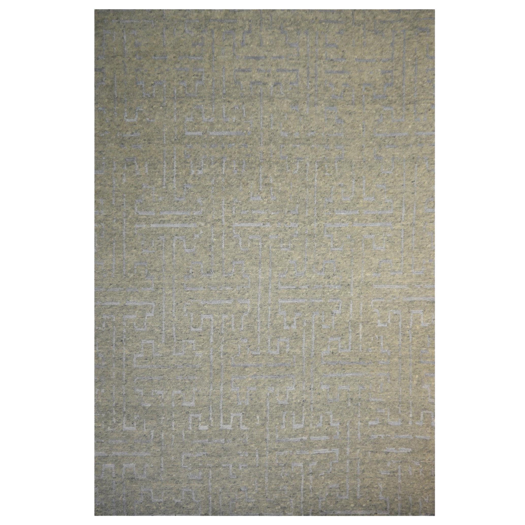 Tapis de conception Art déco contemporain noué à la main en laine et soie Collection Djoharian