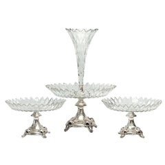 Garniture de table en verre taillé 3 pièces & JM van Kempen & Zonen Dutch 833 Silver, 1876