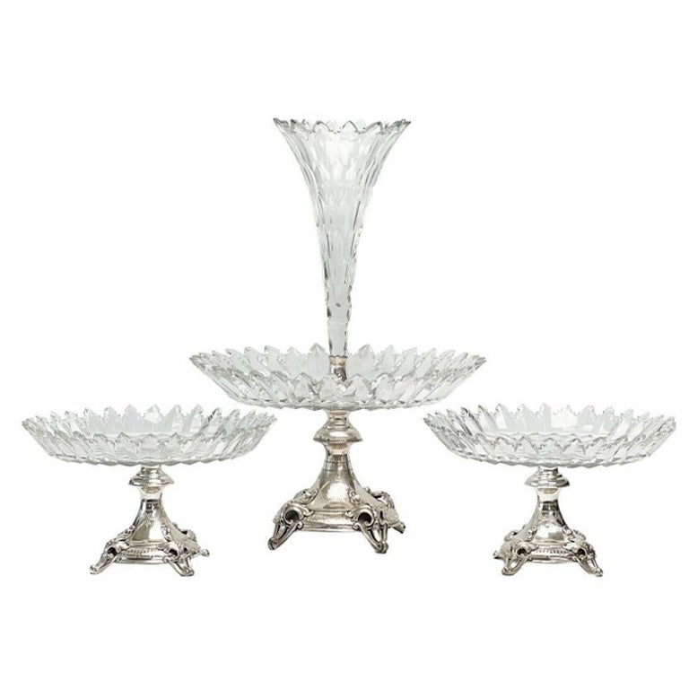 3 Piece Cut Glass Table Garniture and JM van Kempen and Zonen Dutch 833