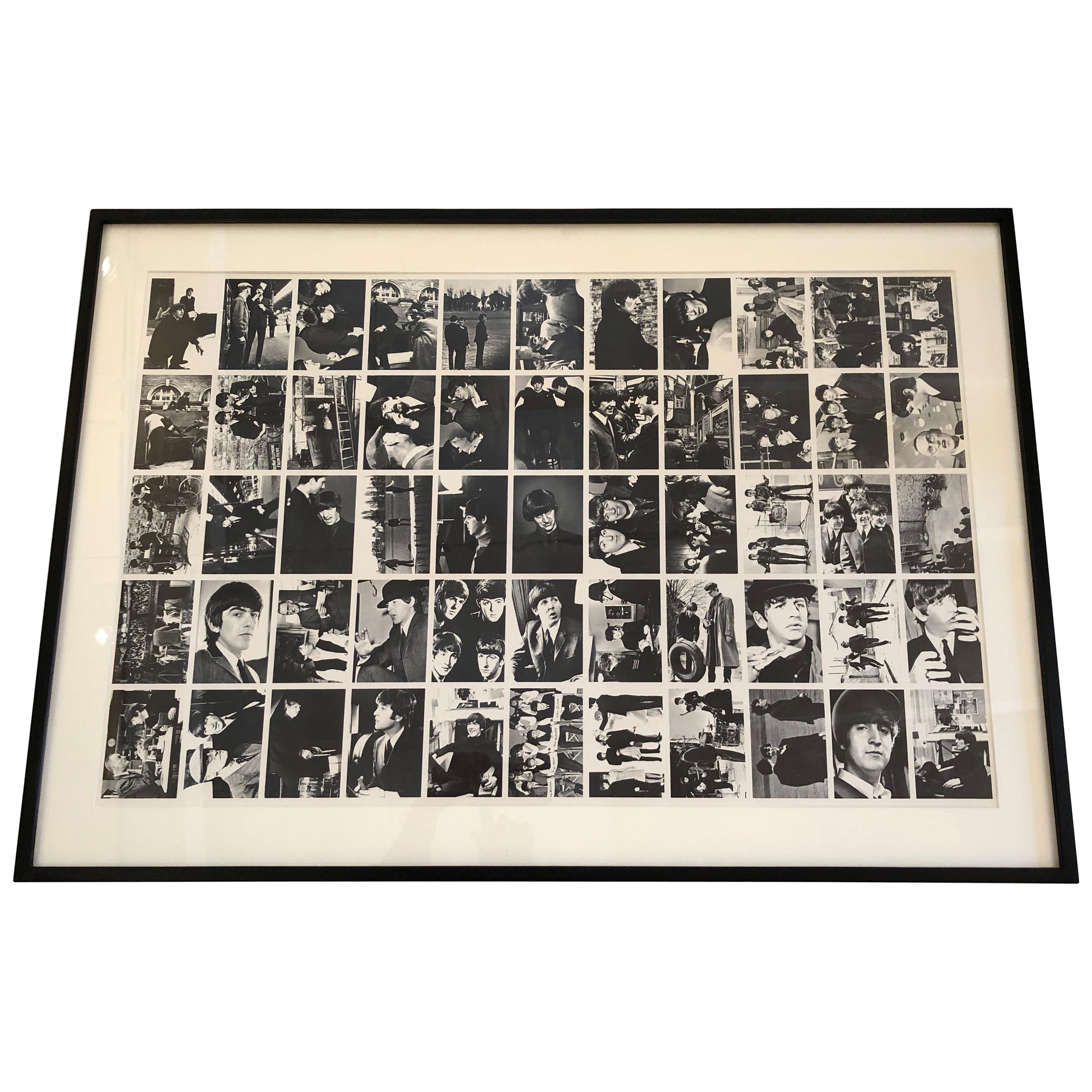Fabulous Framed Art of Topps Uncut Black and White Beatles Cards For Sale