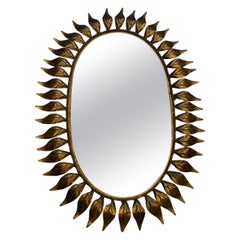 Oval Gilt Metal Spanish Sunburst Mirror