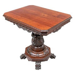 Antique Heavily Carved Renaissance Revival Mahogany Parlor Table