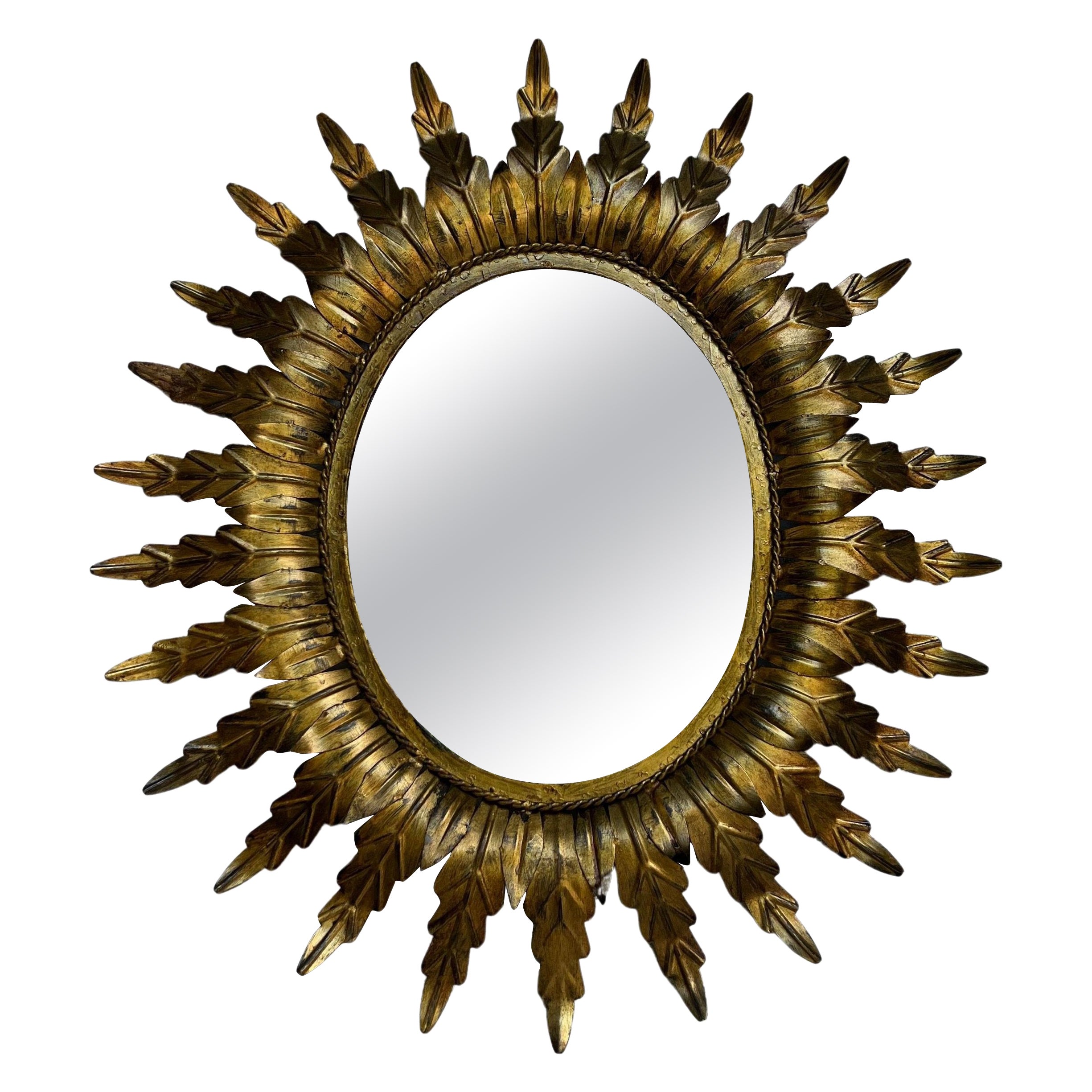 Large Gilt Oval Spanish Sunburst Mirror