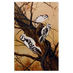 Vintage 1976 Jerry Weers Downey Woodpeckers Painting