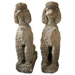 Vintage Pair of 1960s Concrete Poodles