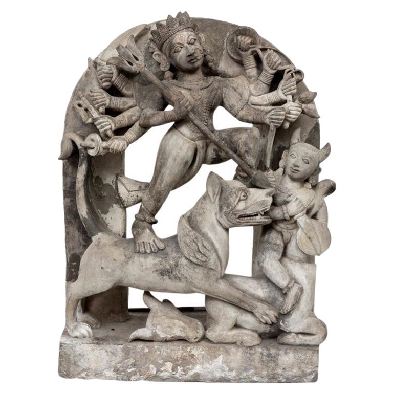 Nepalese Durga Relief Stone Sculpture, circa 1900