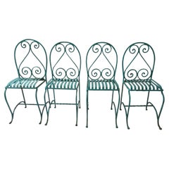 Set of Four French 1940s Iron Garden Chairs
