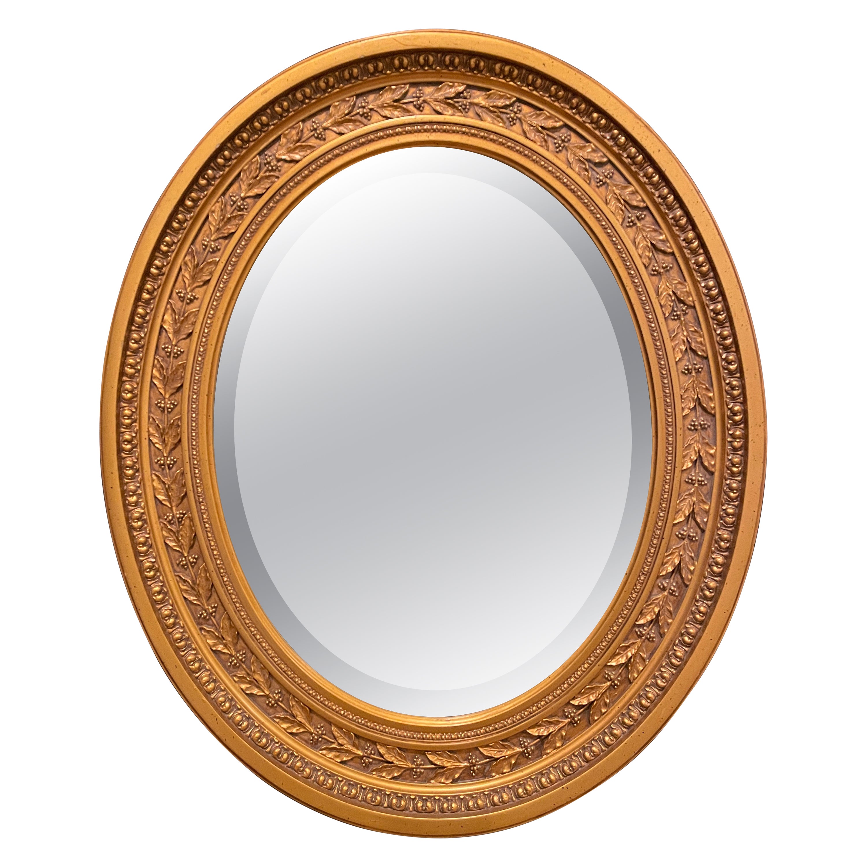 Gilt Regency Style Oval Mirror For Sale