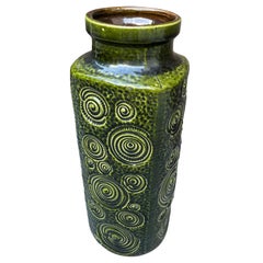 Large West German Vase by Scheurich in Green Glaze