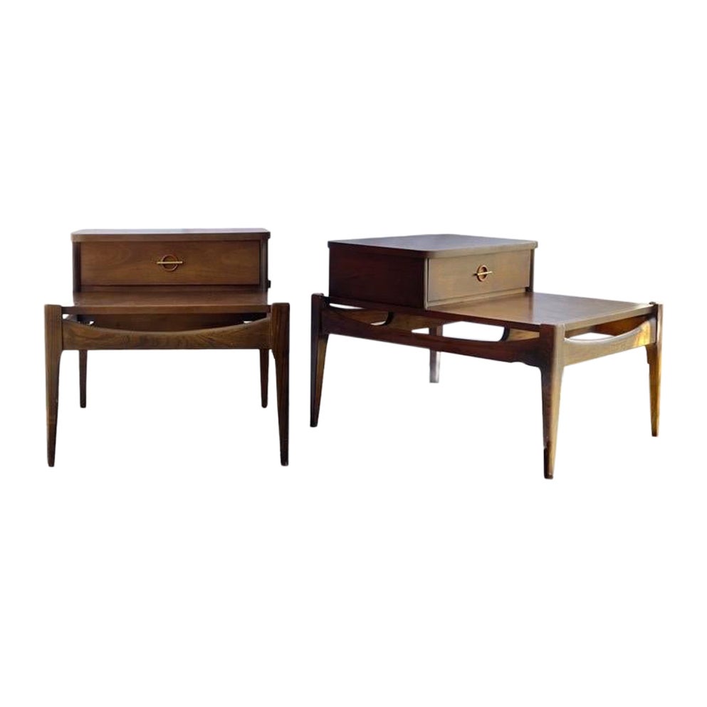 Vintage Mid-Century Modern Table Dovetail Drawers Set of 2 For Sale