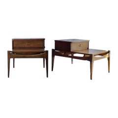 Retro Mid-Century Modern Table Dovetail Drawers Set of 2