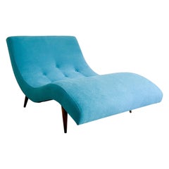Vintage Adrian Pearsall Wave Chaise Lounger W/ New Blue Upholstery