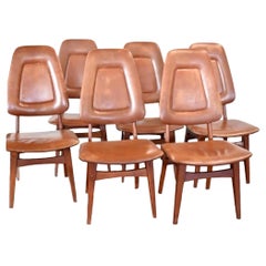 Vintage Danish Modern Dining Chairs Set of 6. Made in Denmark.